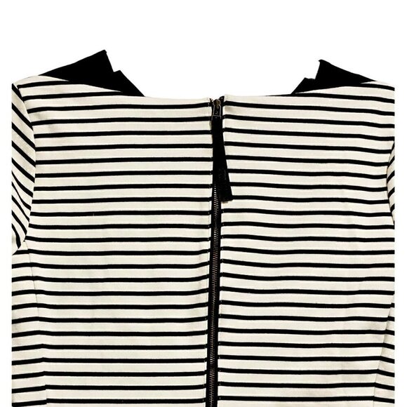 Caslon black/ivory striped ponte top back zipper, Size S - Picture 5 of 9
